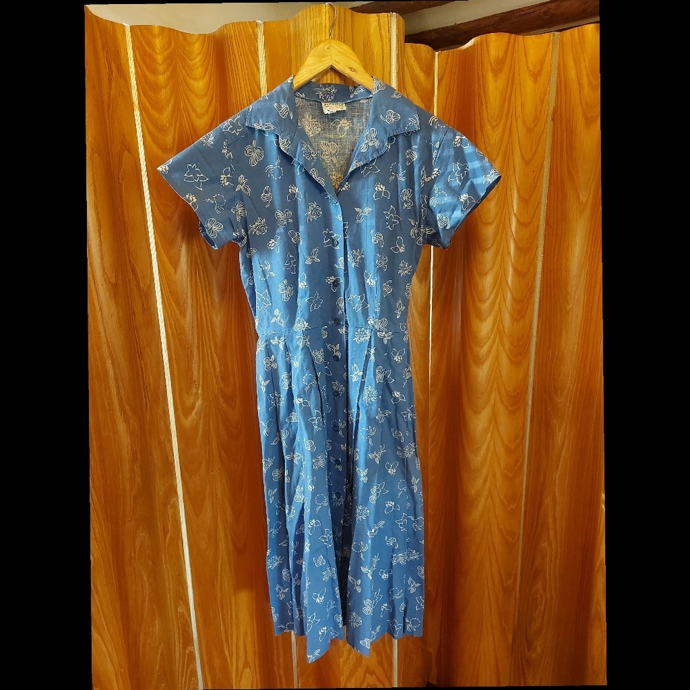 Rare Early 80s Marimekko Cotton Size 12 Shirt Dress w/ Belt